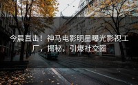 今晨直击！神马电影明星曝光影视工厂，揭秘，引爆社交圈