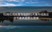 91网在线观看背后的91大事件线路这次不像表面那么简单
