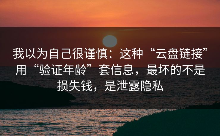 我以为自己很谨慎：这种“云盘链接”用“验证年龄”套信息，最坏的不是损失钱，是泄露隐私